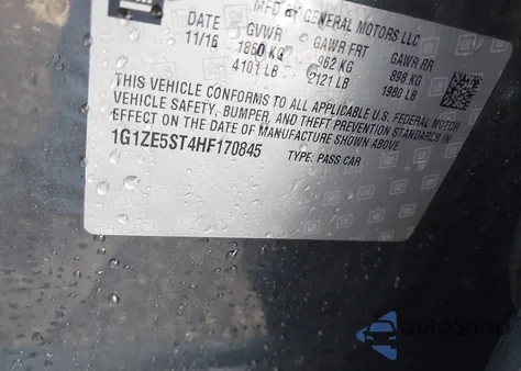 2017 Chevrolet Malibu 1Lt from USA, damaged, VIN 1G1ZE5ST4HF170845